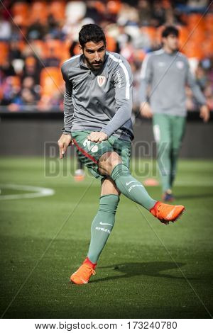 VALENCIA, SPAIN - FEBRUARY 19: Raul Garcia during La Liga soccer match between Valencia CF and CD Athletic Club Bilbao at Mestalla Stadium on February 19, 2017 in Valencia, Spain