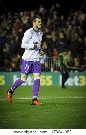 VALENCIA, SPAIN - FEBRUARY 22: Gareth Bale during La Liga soccer match between Valencia CF and Real Madrid at Mestalla Stadium on February 22, 2017 in Valencia, Spain