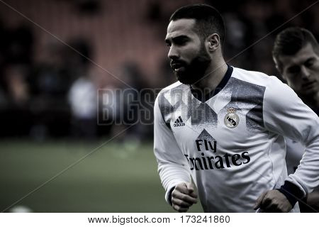 VALENCIA, SPAIN - FEBRUARY 22: Daniel Carvajal, during La Liga soccer match between Valencia CF and Real Madrid at Mestalla Stadium on February 22, 2017 in Valencia, Spain