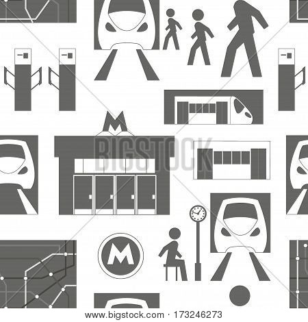 Metro underground symbols transportation concept set pattern. Vector illustration, EPS 10
