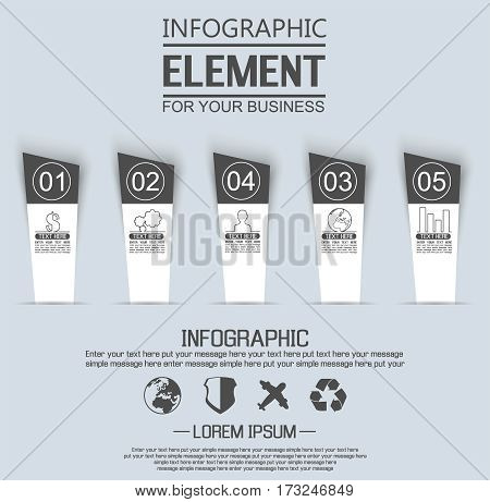 ELEMENT FOR INFOGRAPHIC TEMPLATE GEOMETRIC FIGURE STIKER NUMBER OPTION THIRD EDITION BLACK