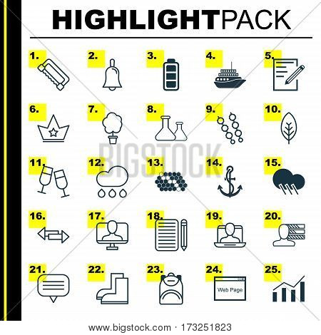 Set Of 25 Universal Editable Icons. Can Be Used For Web, Mobile And App Design. Includes Elements Such As Raindrop, Paper, Stick Batbecue And More.