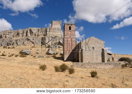 Santa Maria del Mar and Castle (Route of Cid and Don Quixote) AtienzaGuadalajara province Castilla La Mancha Spain.
