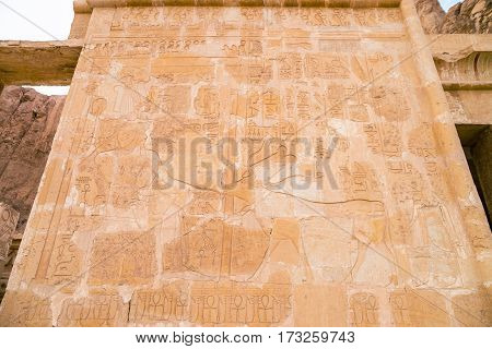 LUXOR, EGYPT: Ancient ruins of Karnak temple in Egypt at noon. The complex is a vast open-air museum, and the second largest ancient religious site in the world