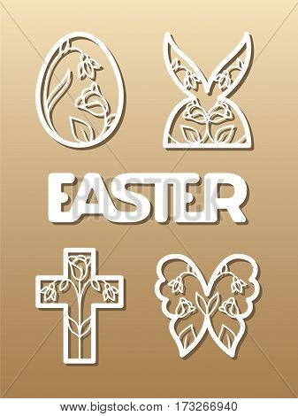 Laser cut template for Easter invitation, congratulation or greeting cards. The word 