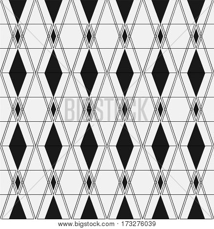 Seamless background. Infinitely repeating pattern of rhombus and squares on a monochrome background. Raster illustration.