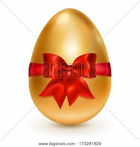Golden Easter Egg With Red Bow