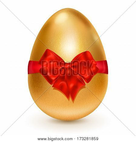 Golden Easter Egg With Red Bow