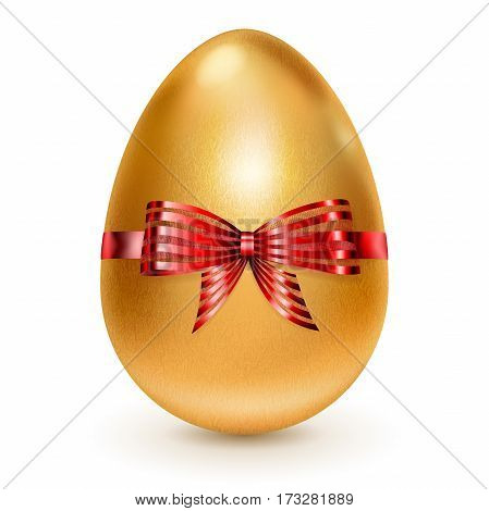 Golden Easter Egg With Red Bow