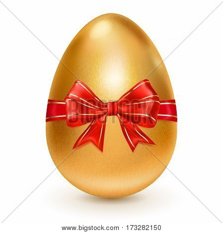 Golden Easter Egg With Red Bow