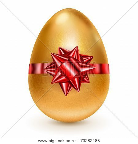 Golden Easter Egg With Red Bow