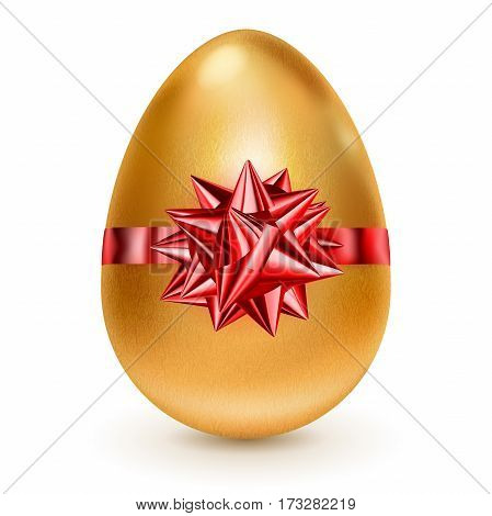 Golden Easter Egg With Red Bow