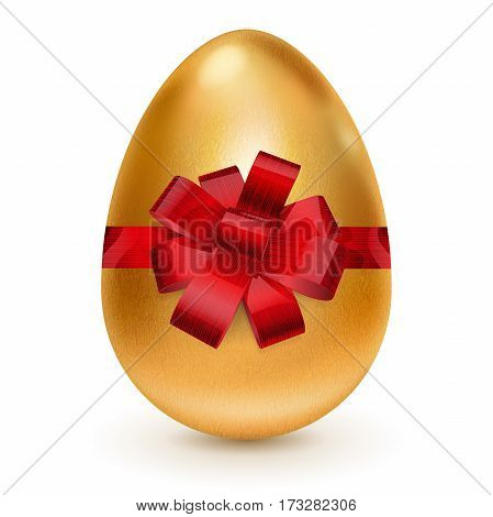 Golden Easter Egg With Red Bow