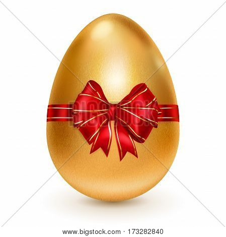Golden Easter Egg With Red Bow