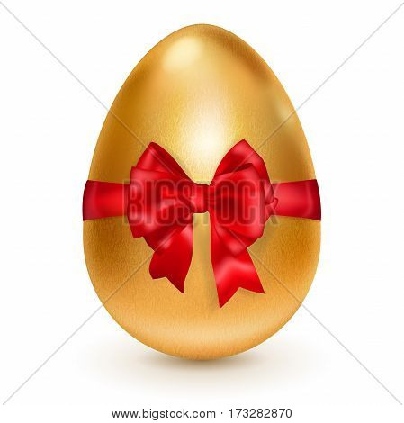 Golden Easter Egg With Red Bow