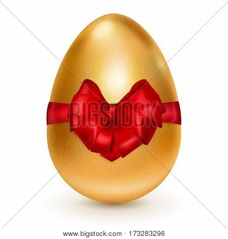 Golden Easter Egg With Red Bow