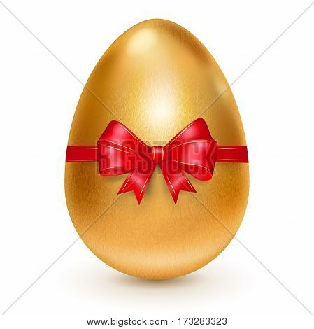 Golden Easter Egg With Red Bow