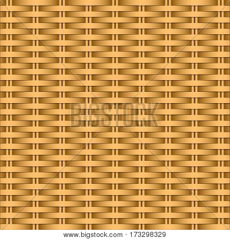 Simple woven wicker texture. Light brown background. Imitation rattan or willow weaving. Vector Image.