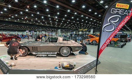 DETROIT MI/USA - February 25 2017: A 1966 Chevrolet Corvette car interpretation, 