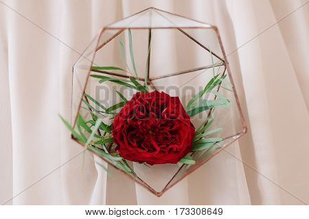 Beautifully Abstraction With Red Flower In Special Glass Prop