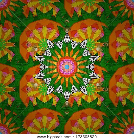 Intricate Colored Arabesque With On A Background. Vector Abstract Stylized Colored Mandala.
