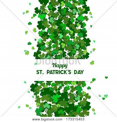 St Patrick's Day Vector Background With Shamrock. Lucky Spring Symbol. The Falling Clover Leaves . C