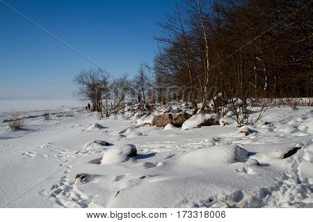 St. Petersburg, Sestroretsk -26.02.2017: Sestroretsk, the Gulf of Finland in winter