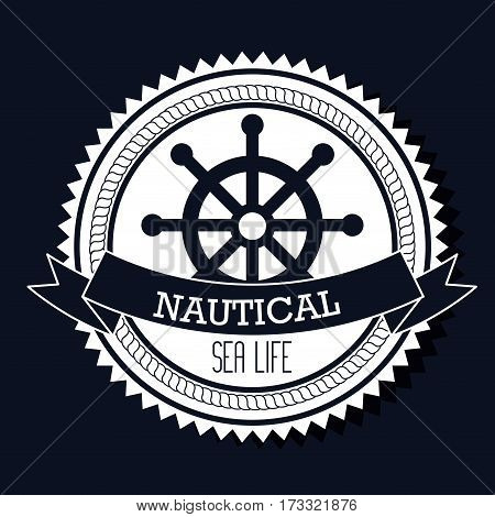 nautical frame with ship timon vector illustration design