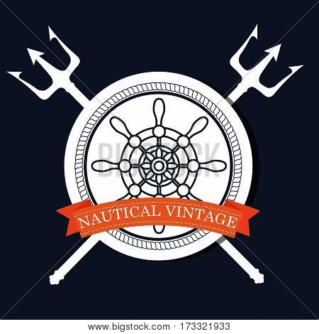 nautical frame with ship timon vector illustration design