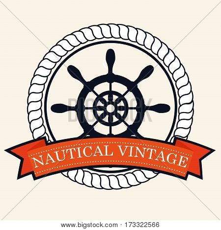 nautical frame with ship timon vector illustration design