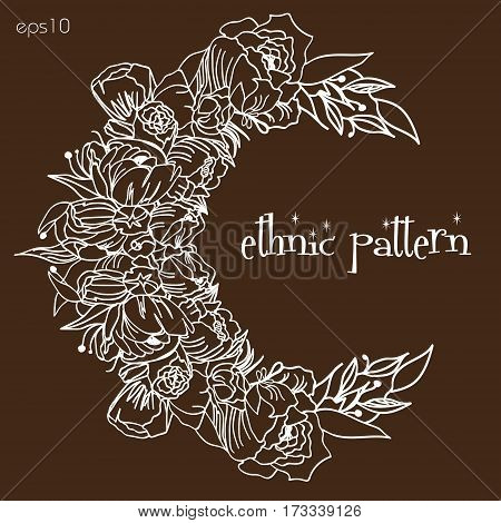 Floral moon flower pattern
The new moon of flowers ornament on brown background ethnic flower vector illustration background design Stock