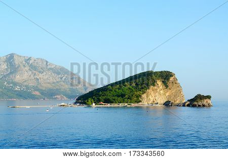 Beautiful view of Island of Sveti Nikola Budva Montenegro