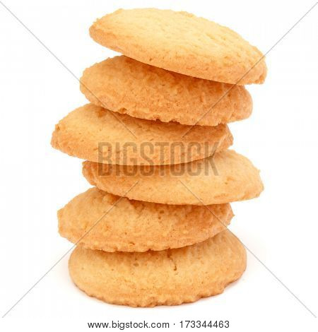 stacked short pastry cookies isolated on white background