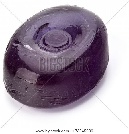 One fruit hard sugar candy,  boiled sweet or sugar plum isolated on white background cutout.