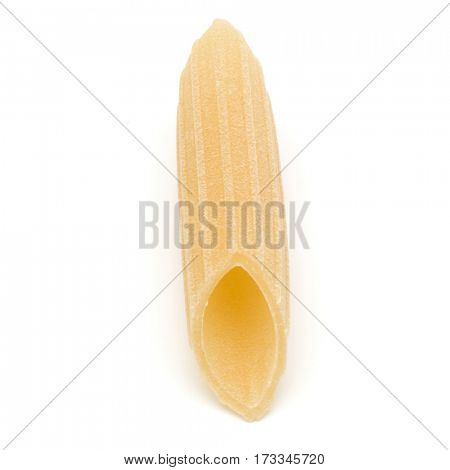 Italian pasta isolated on white background. Pennoni. Penne rigate.