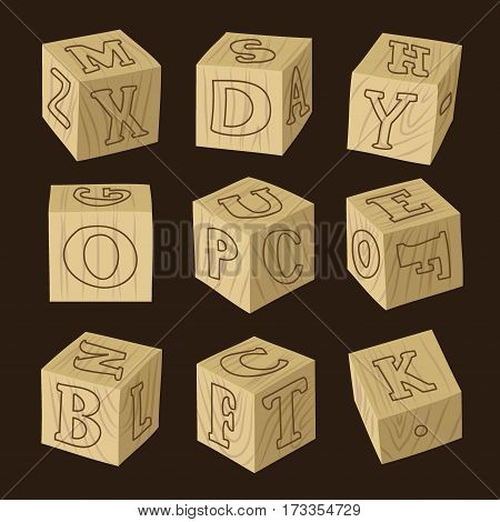 Wooden alphabet blocks. Vector illustration EPS 10