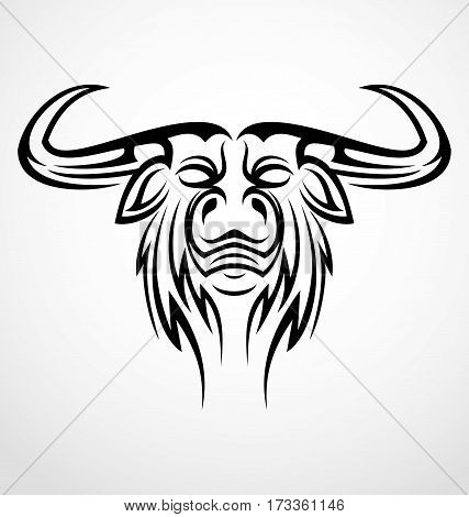Buffalo head tribal tattoo design vector illustration