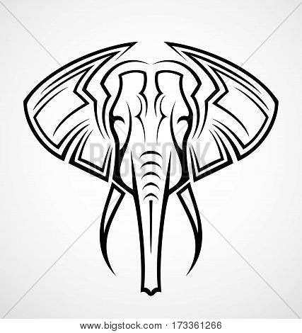 Elephant head tribal tattoo design vector illustration
