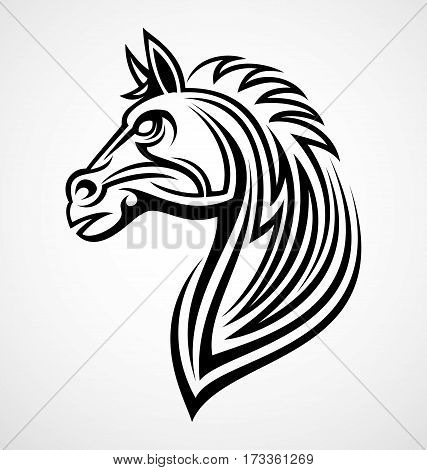 Horse head tribal tattoo design vector illustration