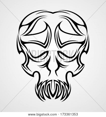Vector illustration of skull tribal tattoo design