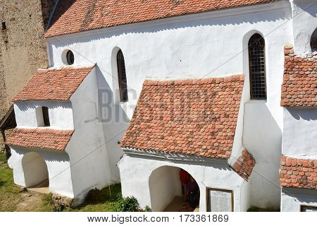 Fortified medieval saxon church in thie village Viscri, Transylvania, Romania, was built around 1100 AD.