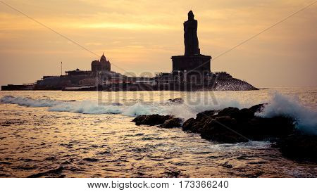 Sunset above the sea Kanyakumari Comorin cape