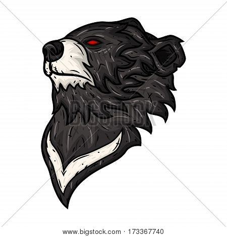 Black bear head isolated on white background