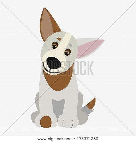 Obedient dog . Cartoon character. Children toy. Cute pet. Flat vector stock illustration