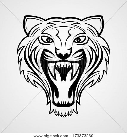 Angry tiger head tribal tattoo design vector