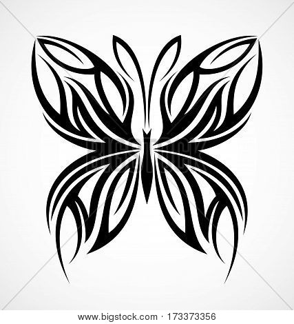 Butterfly black tribal tattoo design vector illustration