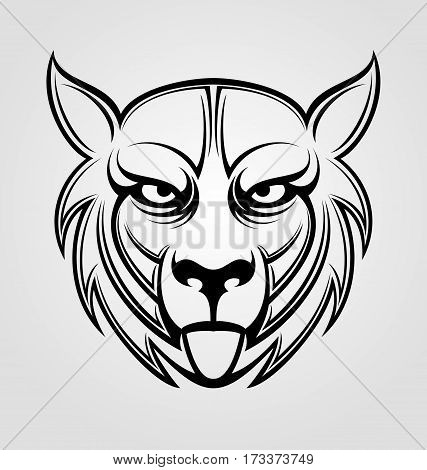 Vesctor illustration of tiger head tribal tattoo design