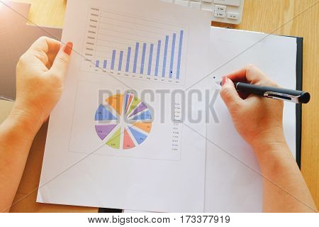 Asian Business Meeting Dicuss Analysis Report View From Top. Concept Of Business Analysis Data Analy