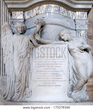 ROME, ITALY - SEPTEMBER 02: Monument of Prince Agostino Chigi in Church of Santa Maria del Popolo, Rome, Italy on September 02, 2016.