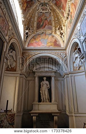 ROME, ITALY - SEPTEMBER 02: Marble statue of Saint Catherine in Theodoli Chapel of Church of Santa Maria del Popolo, Rome, Italy on September 02, 2016.